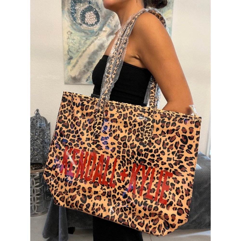 Kendall + Kylie Leopard PVC Shopper Tote Bag
